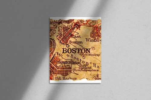 Stara mapa Bostonu w eleganckim wydaniu