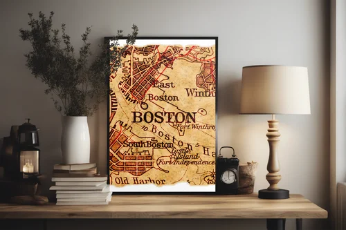 Stara mapa Bostonu w eleganckim wydaniu