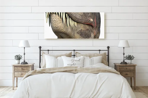 Gigantyczny T-Rex z wielką głową w delikatnych tonach