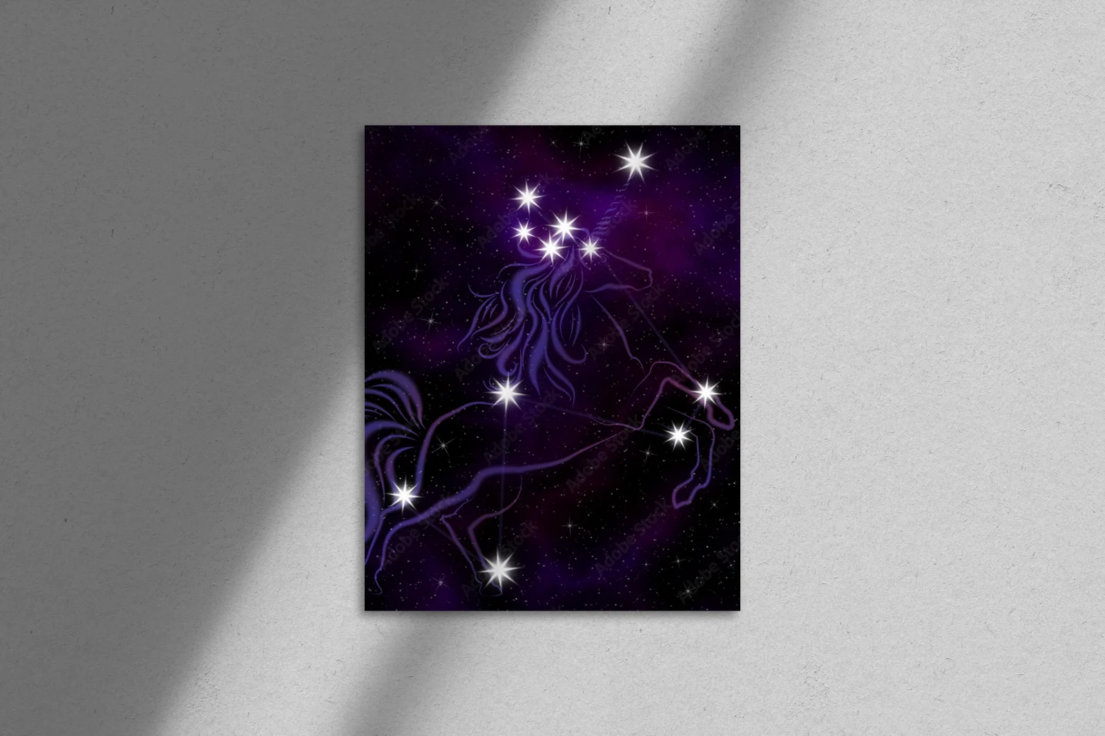 Nocne niebo z konstelacją jednorożca