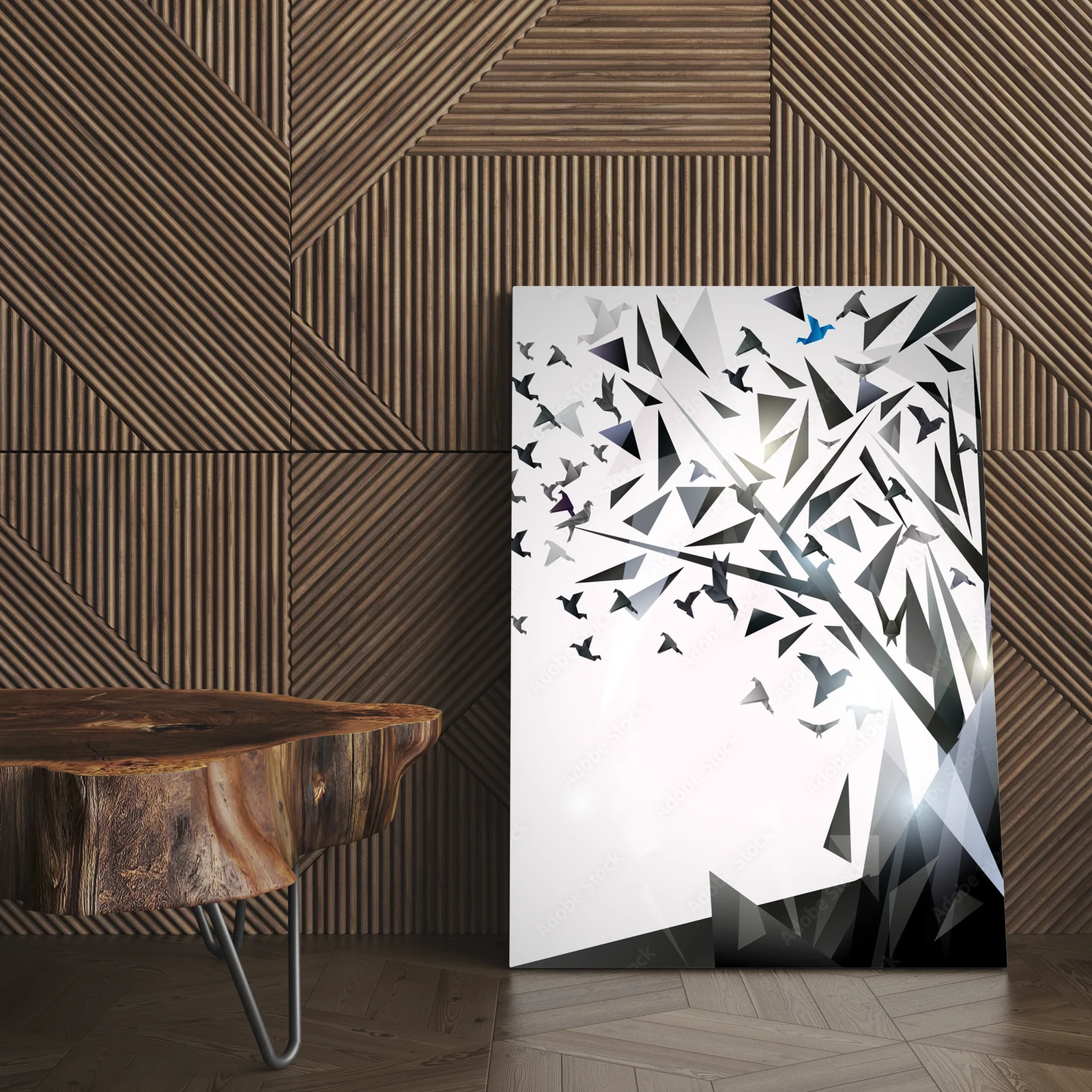 Abstrakcyjne drzewo z origami ptakami
