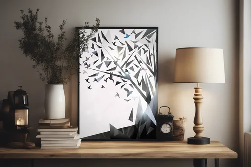 Abstrakcyjne drzewo z origami ptakami