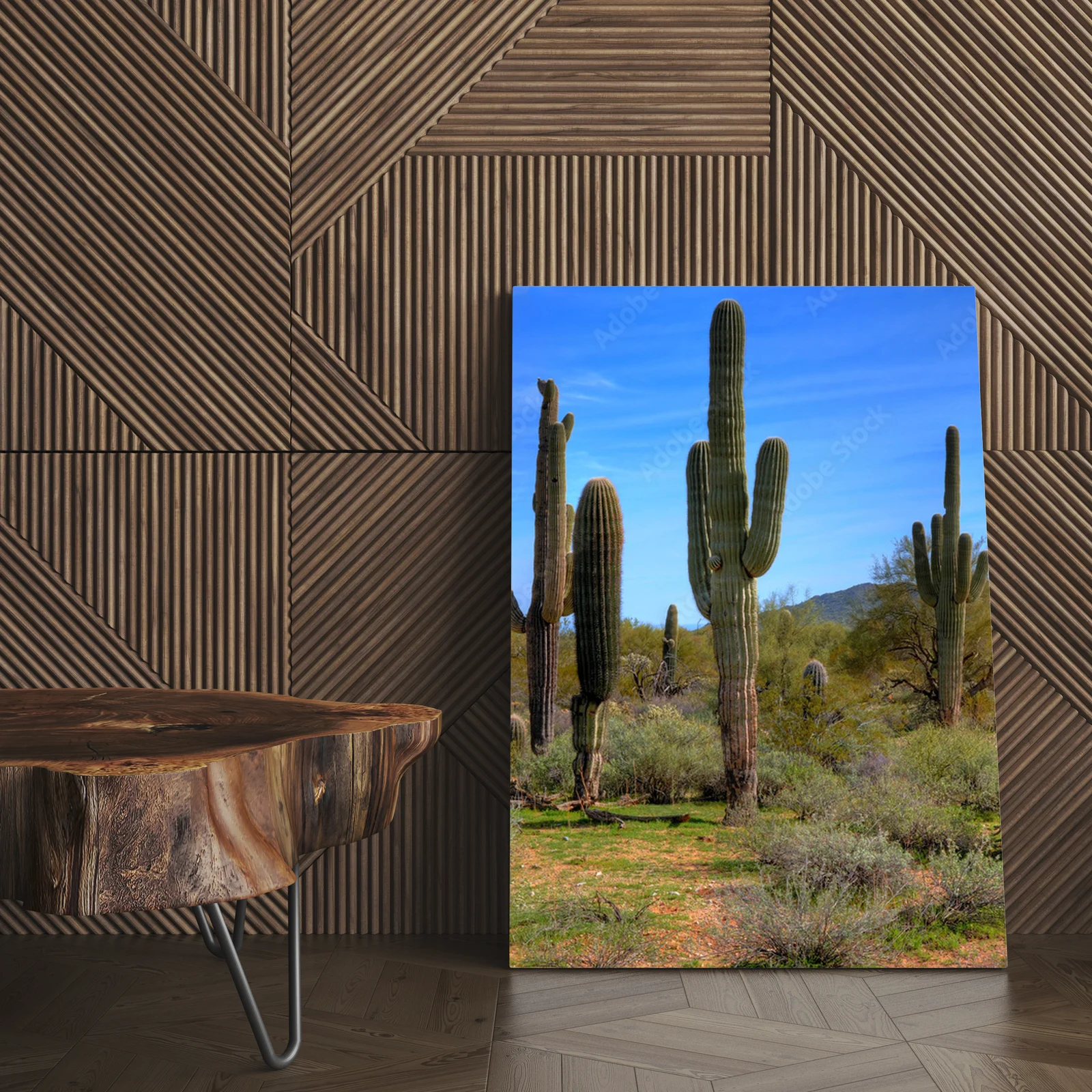 Wielobarwne kaktusy saguaro w wiosennej odsłonie