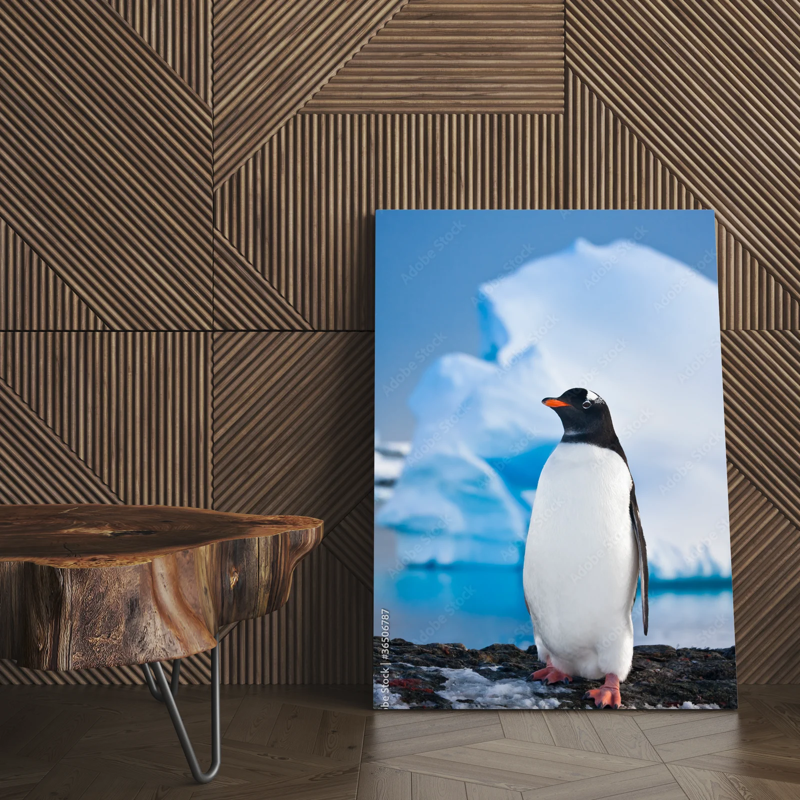 Penguin w otoczeniu skalnych majestatów