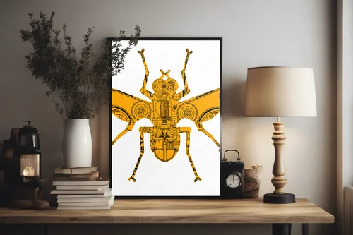 Mechaniczne insekty w białych odcieniach