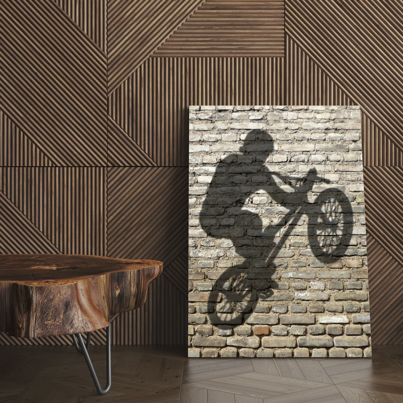 Sylwetka BMX na tle miejskich bricków