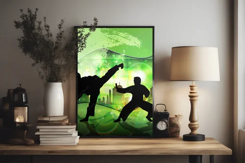 Energetyczny styl karate w odcieniach czerni
