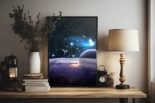Niebiańska kompozycja z planet w otchłani kosmosu