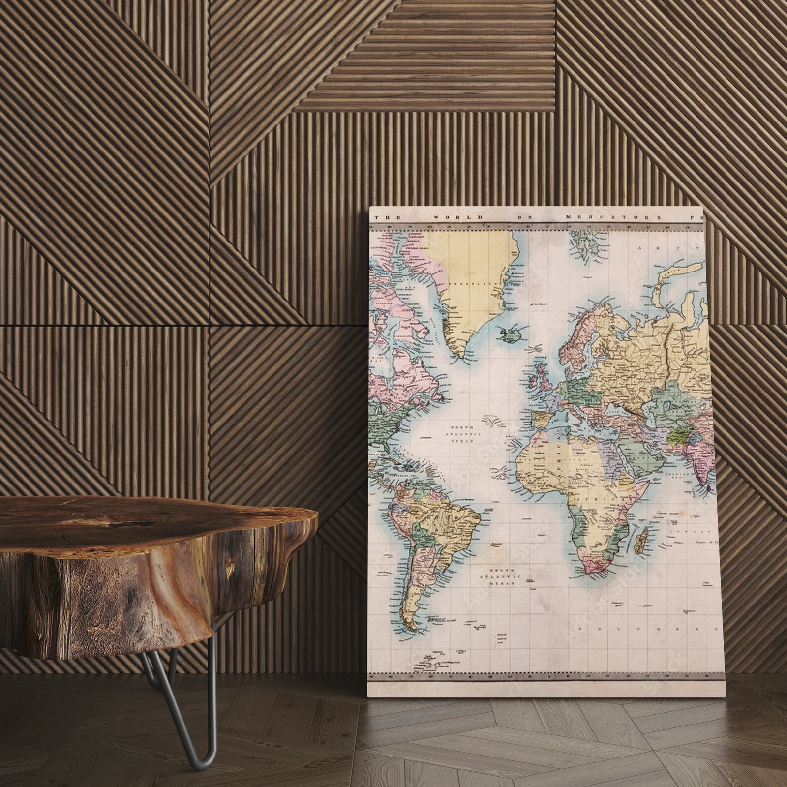 Old Antique World Map na Projekcji Mercatora