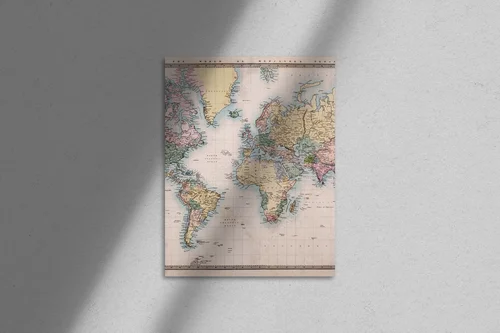 Old Antique World Map na Projekcji Mercatora