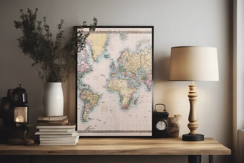 Old Antique World Map na Projekcji Mercatora