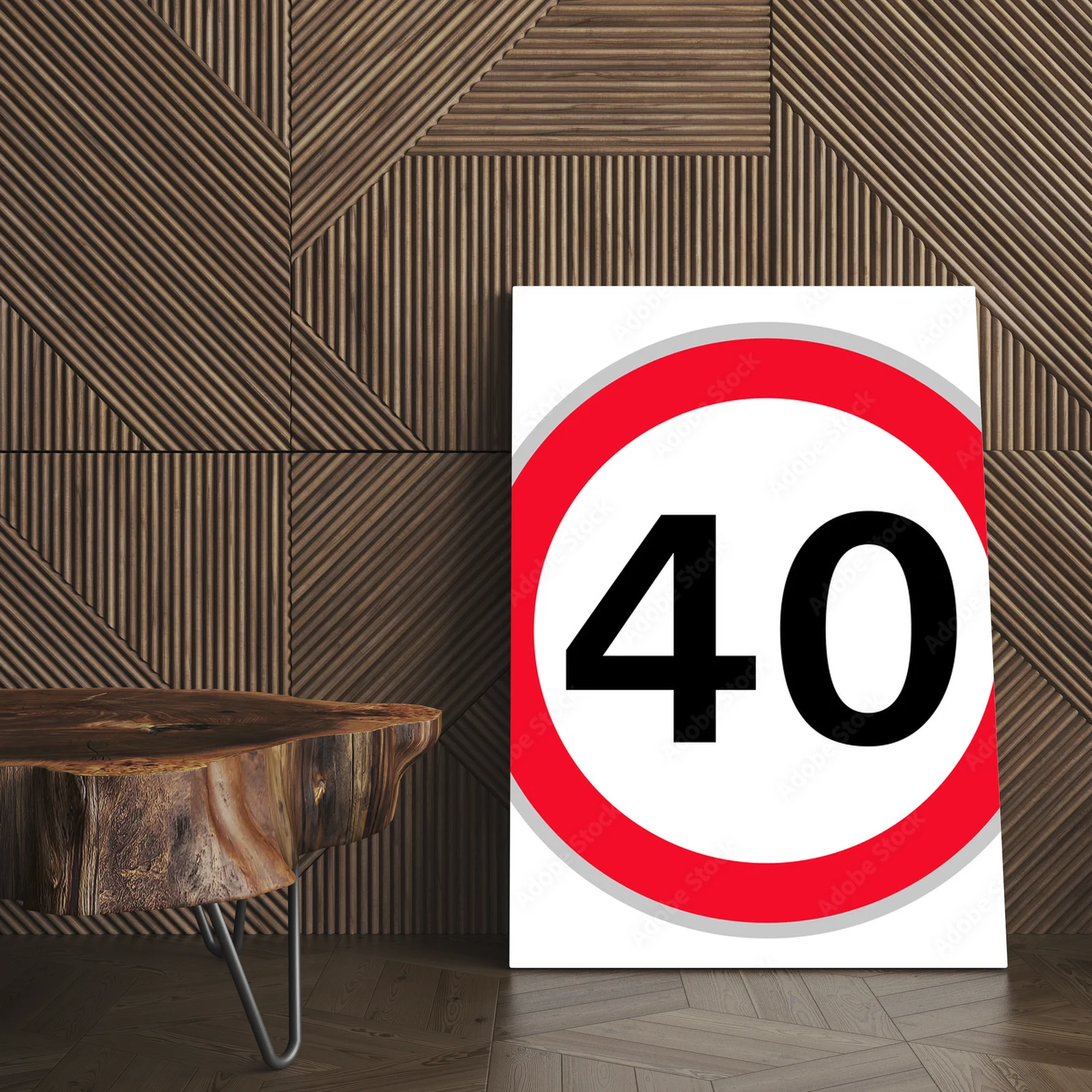 Znak drogowy 40 km/h w barwach bezpieczeństwa