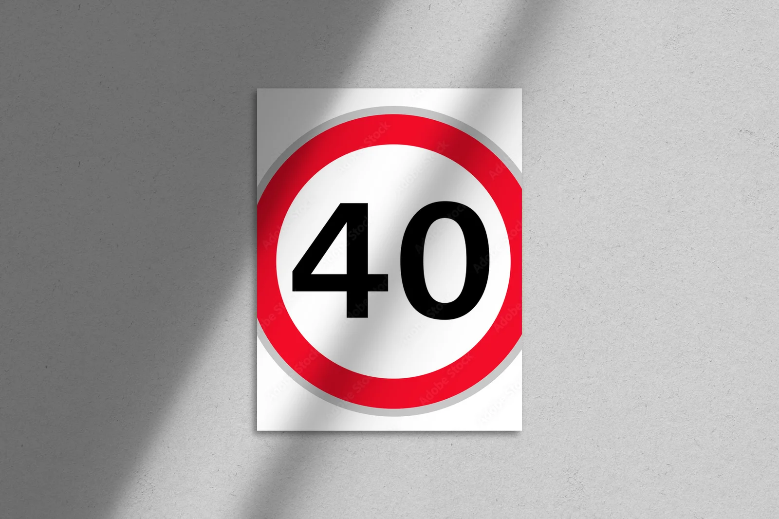 Znak drogowy 40 km/h w barwach bezpieczeństwa