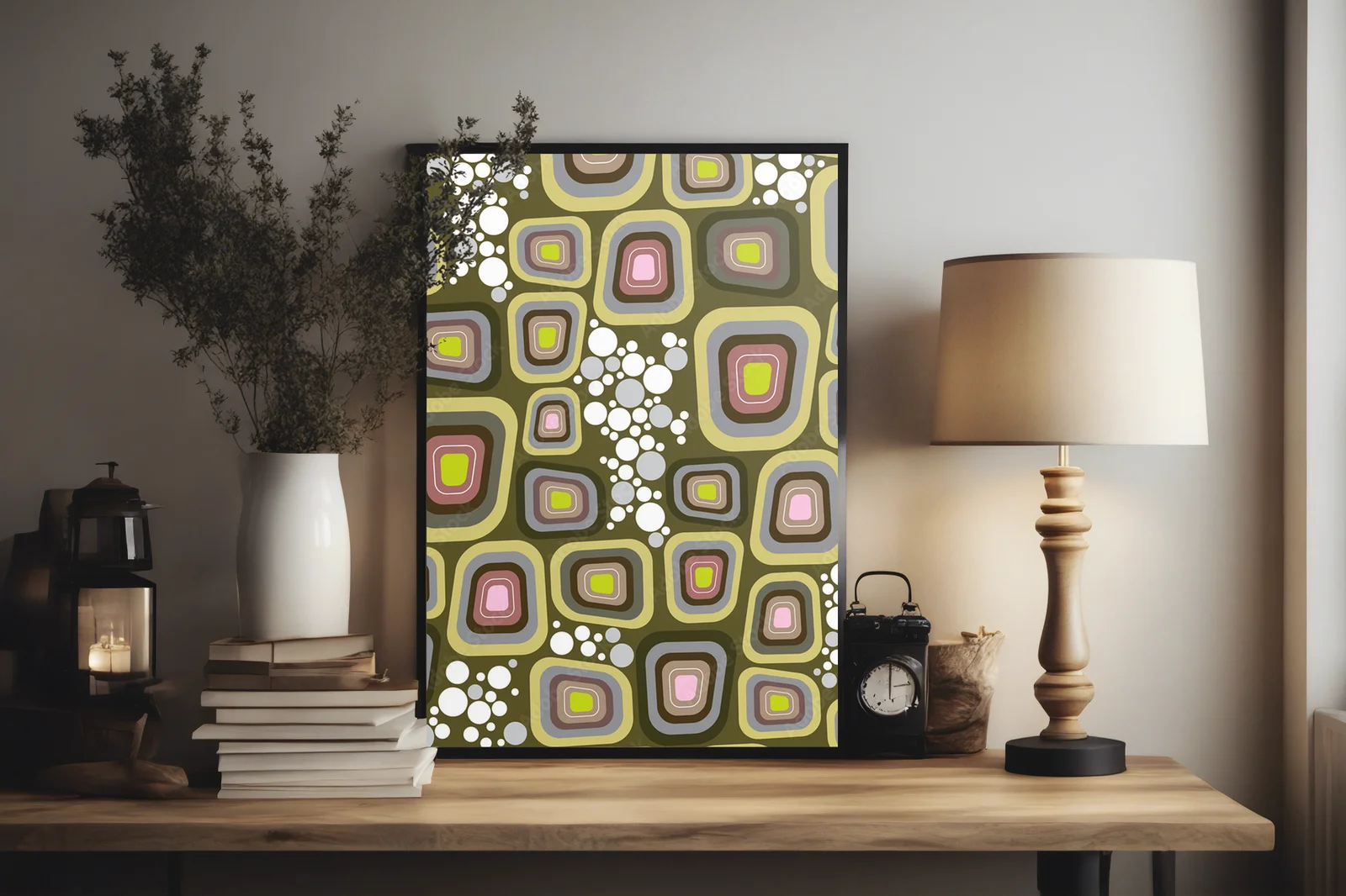 Retro klimat w purpurowych odcieniach i kształtach