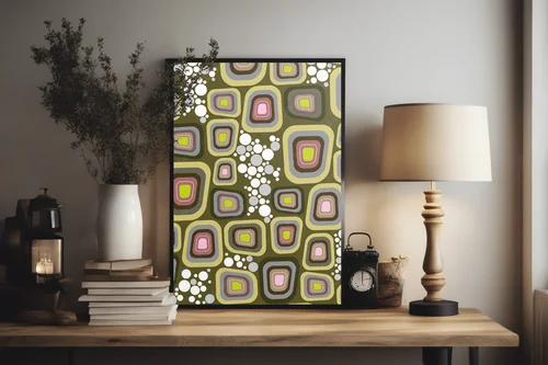 Retro klimat w purpurowych odcieniach i kształtach