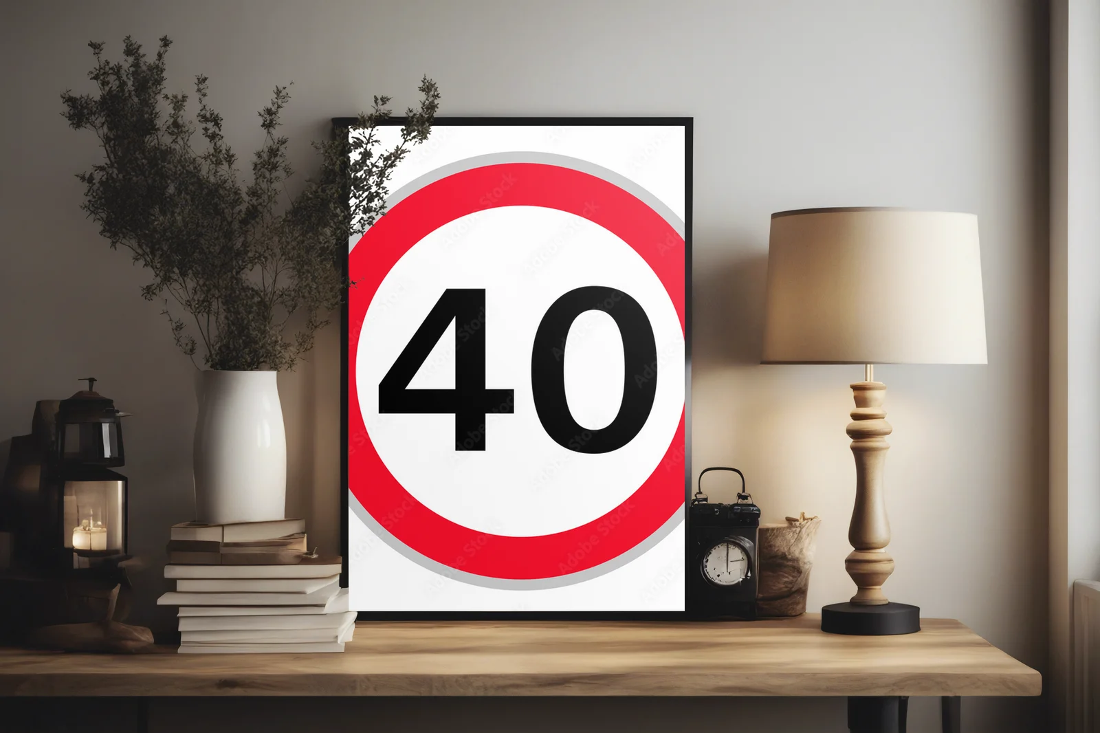 Znak drogowy 40 km/h w barwach bezpieczeństwa
