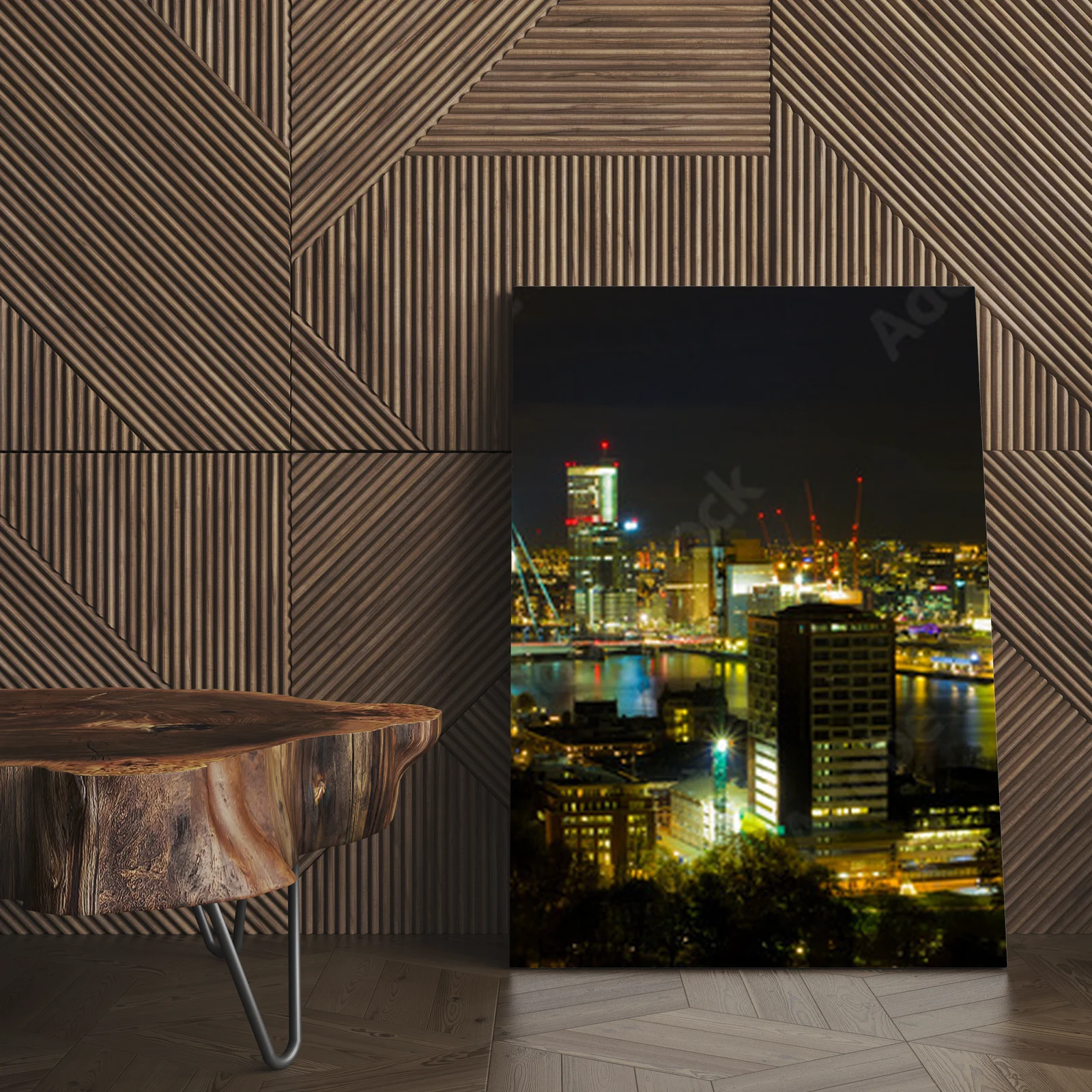 Nocna panorama Rotterdamu w głębokich odcieniach