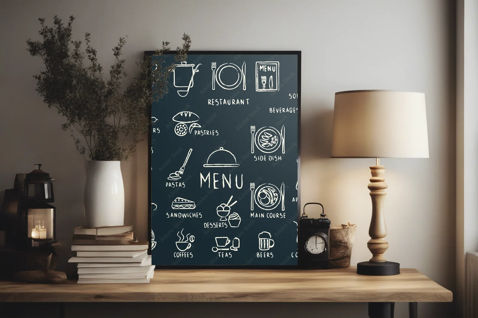 Chalkowe elementy menu w nastrojowym klimacie