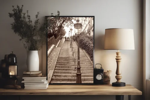 Magicznym świtem Montmartre w zimowej scenerii