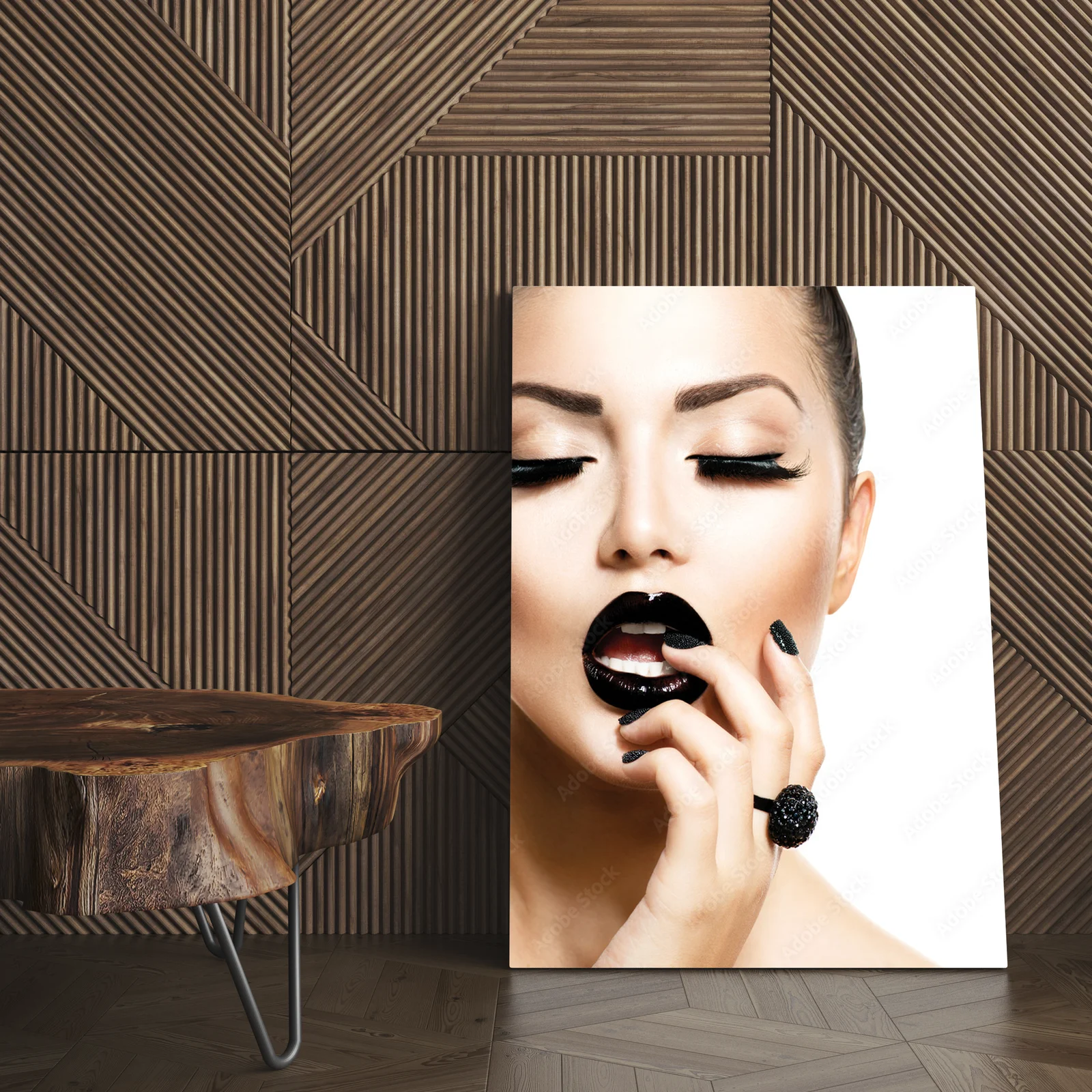 Stylowa dziewczyna w modnym czarnym manicure