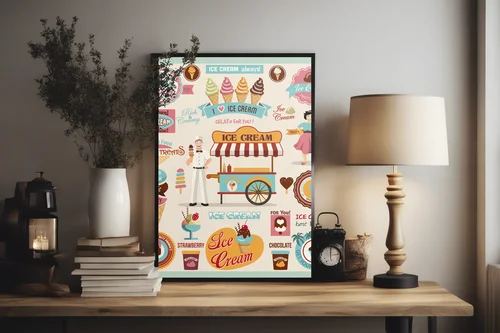 Nostalgiczne motywy lodowych przysmaków w pastelowych odcieniach