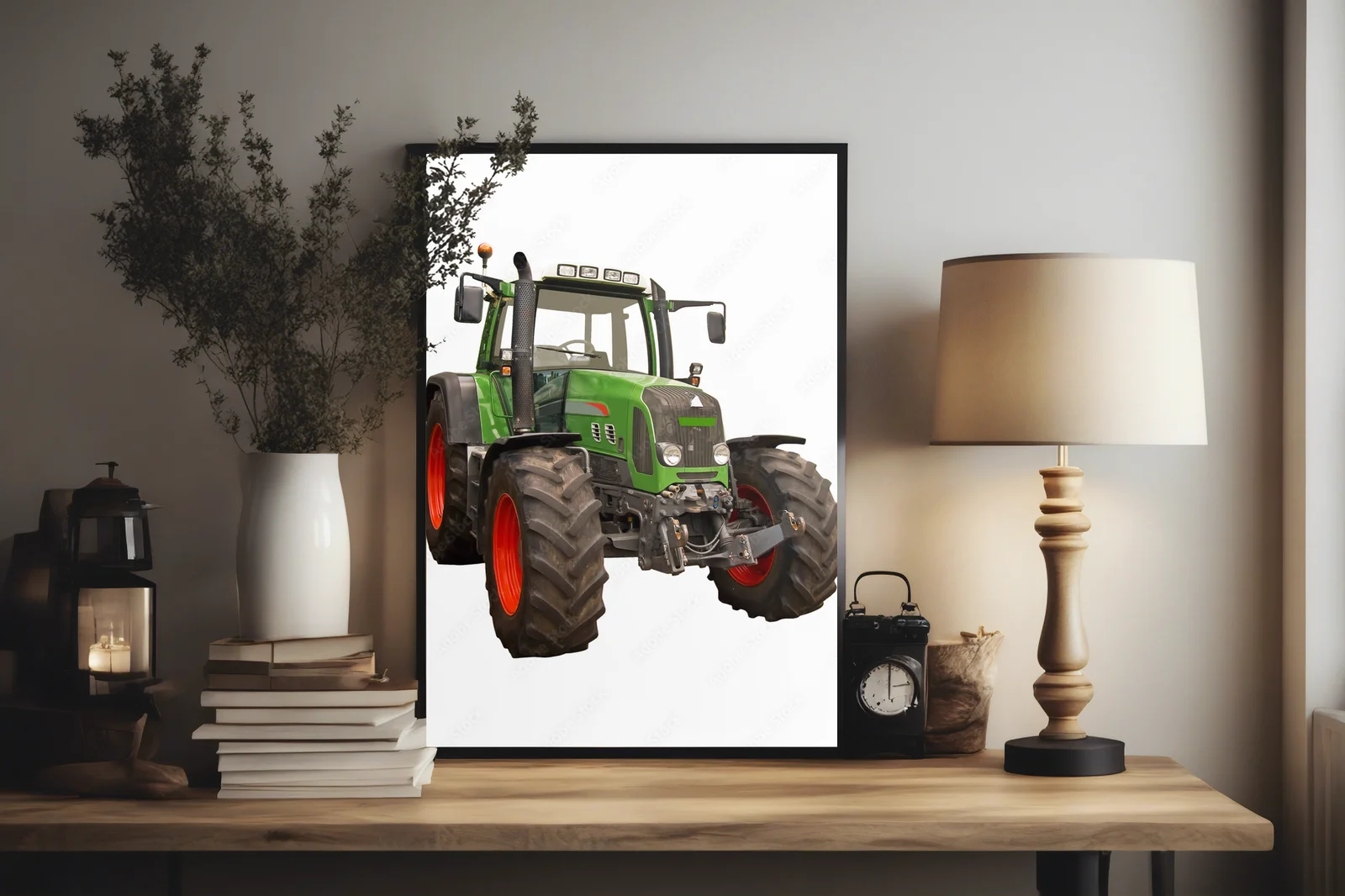 Nowoczesny traktor w harmonii bieli i czerwieni