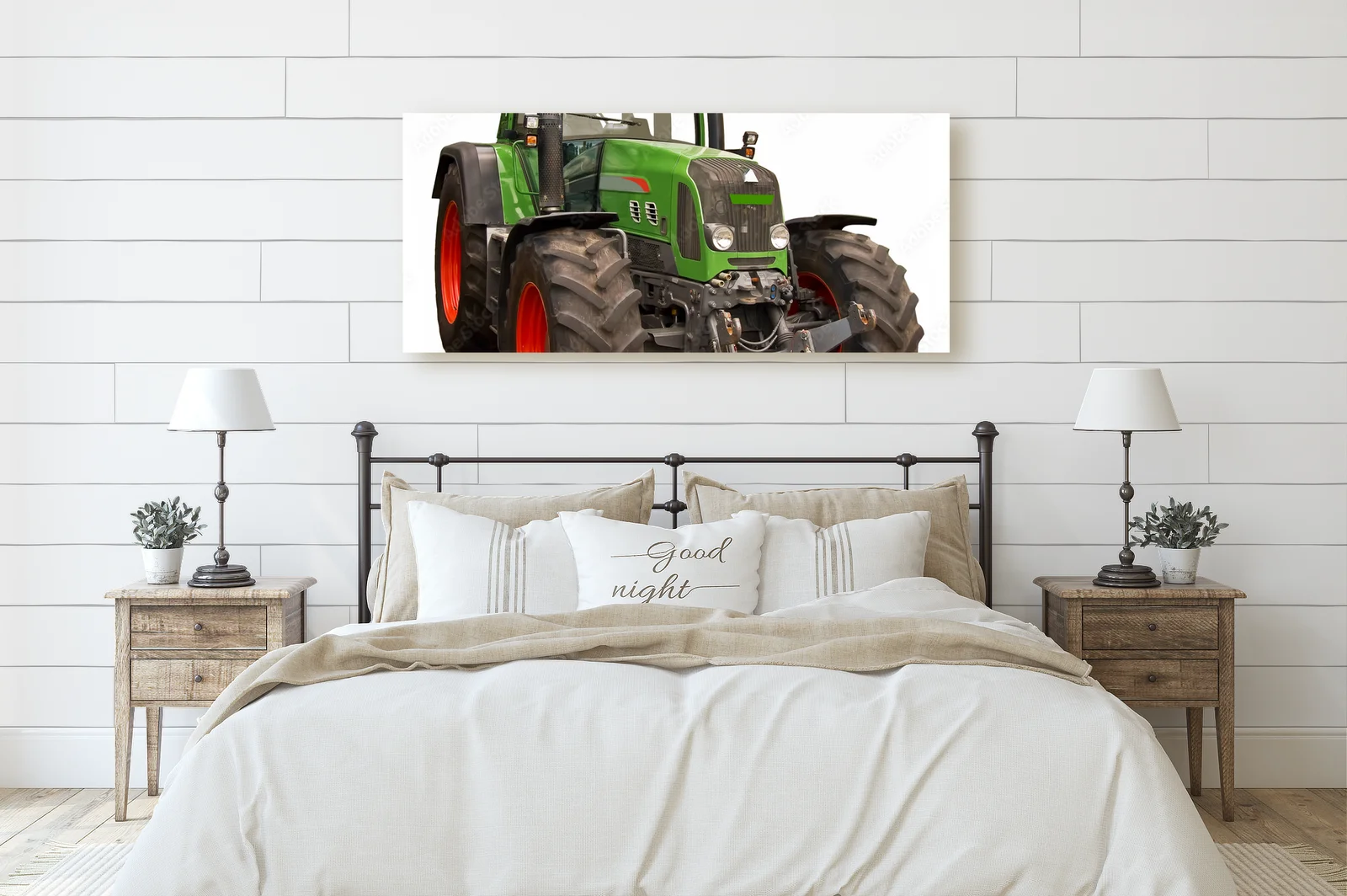 Nowoczesny traktor w harmonii bieli i czerwieni