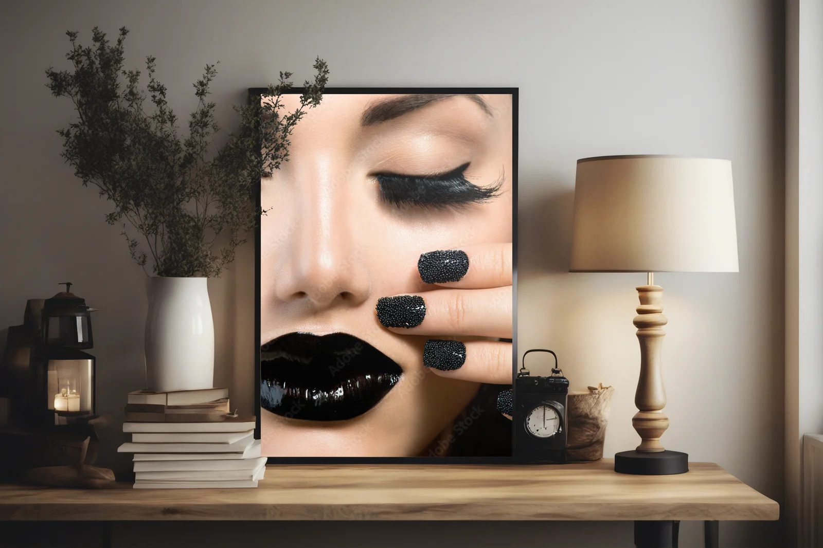 Glamour i elegancja - czarna manicure w stylu