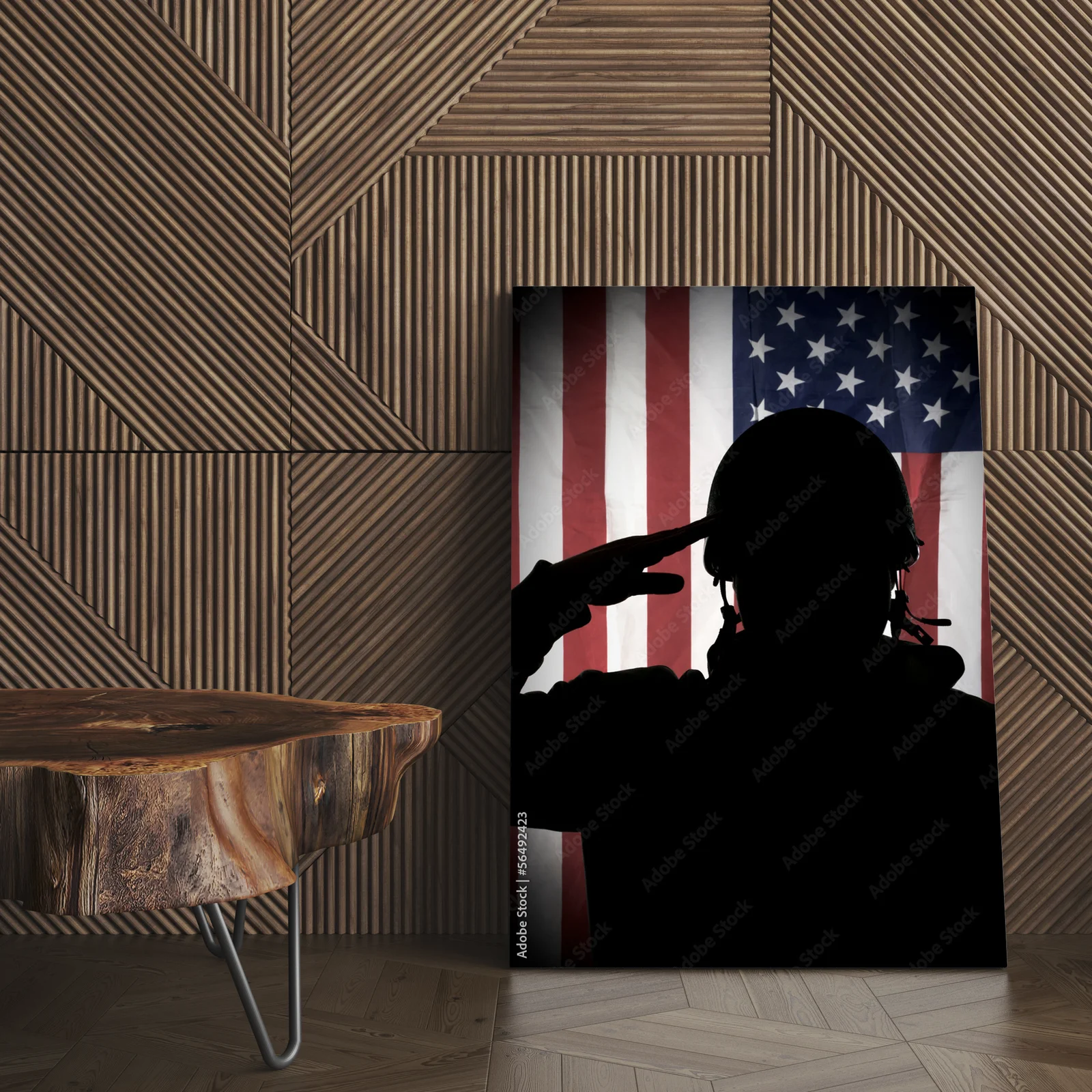 Patriotyczna sylwetka żołnierza z flagą USA