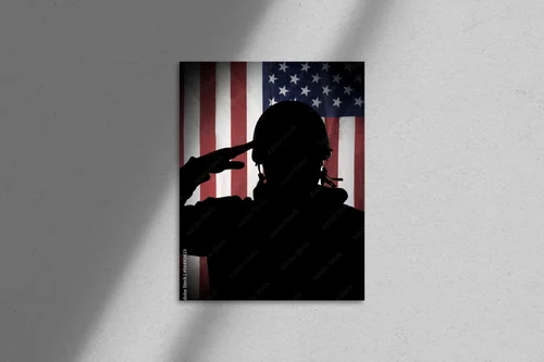 Patriotyczna sylwetka żołnierza z flagą USA