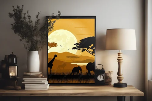 Tajemnicza savanna afrykańska w nocnej scenerii