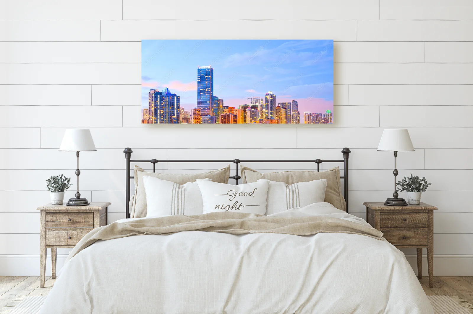 Kolorowa panorama Miami nocą pełna magii