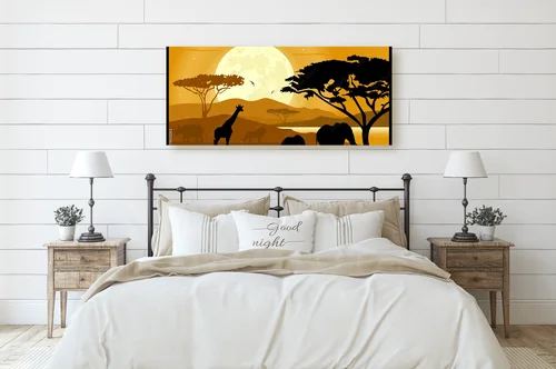 Tajemnicza savanna afrykańska w nocnej scenerii