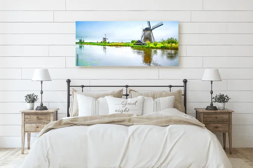 Sielankowy pejzaż Kinderdijk w delikatnych odcieniach