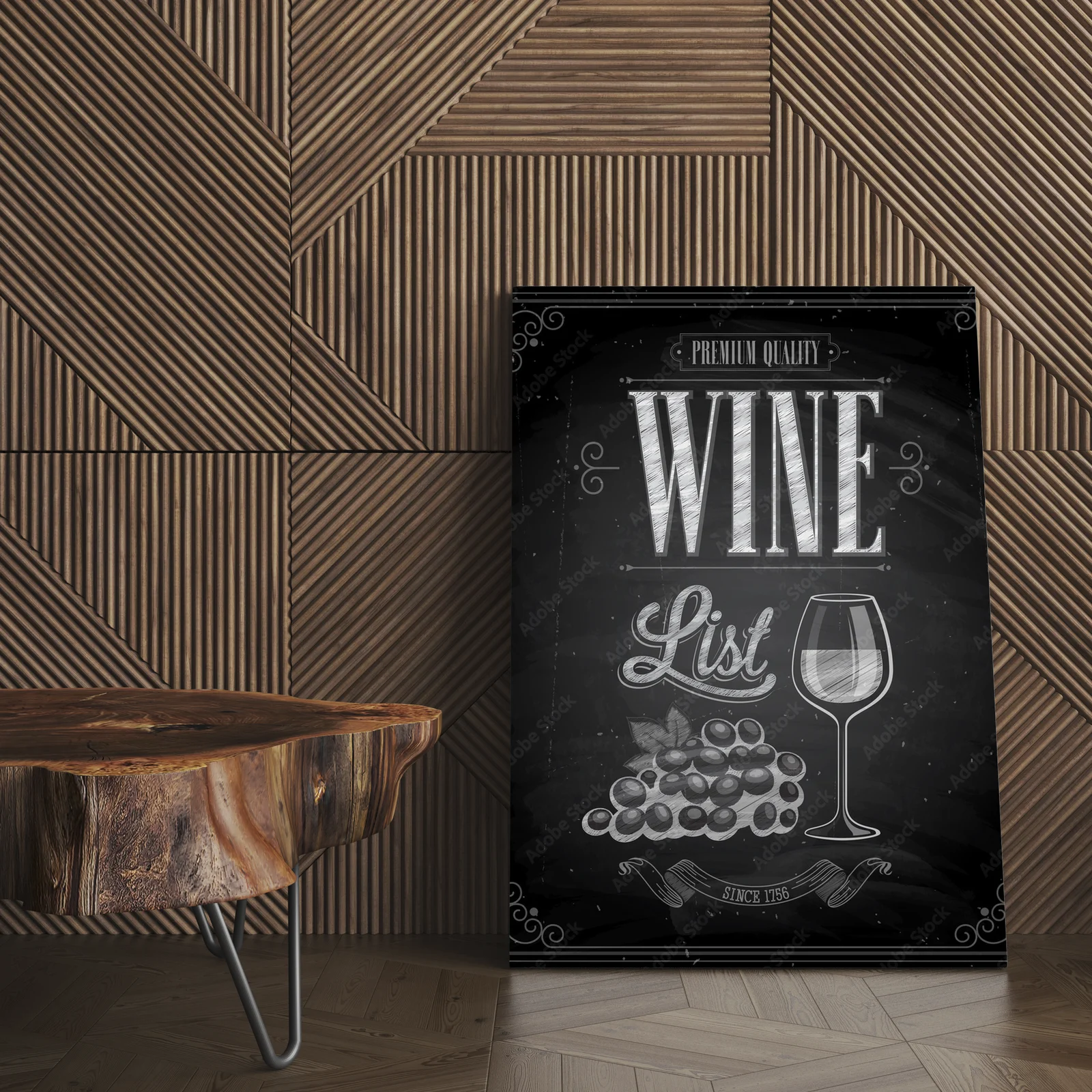Vintage Wine List Poster w eleganckiej czerni