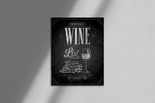 Vintage Wine List Poster w eleganckiej czerni