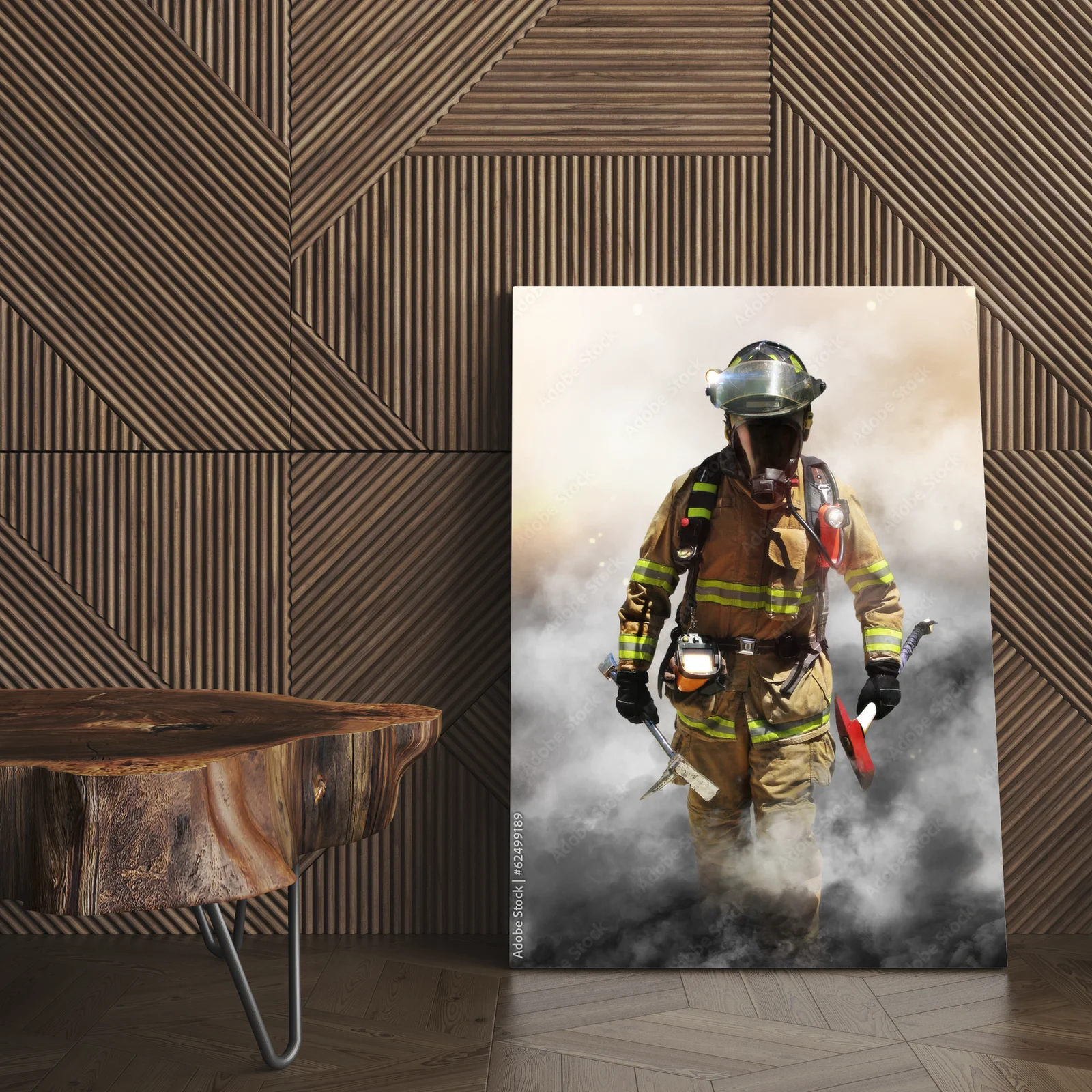 Brave Firefighter in a Smoky Embrace