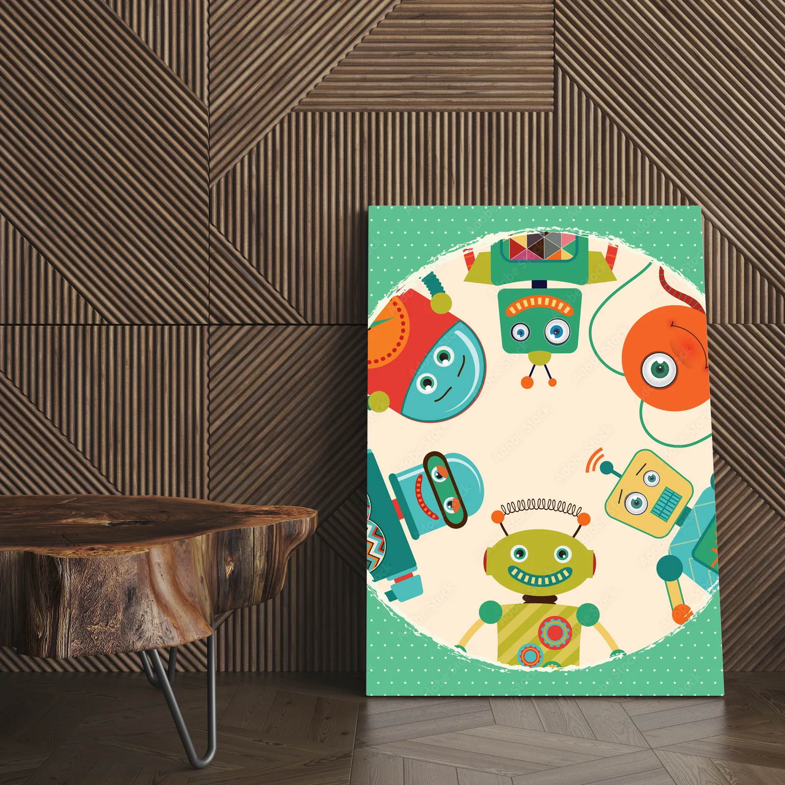 Radosne retro roboty w przyjaznych barwach