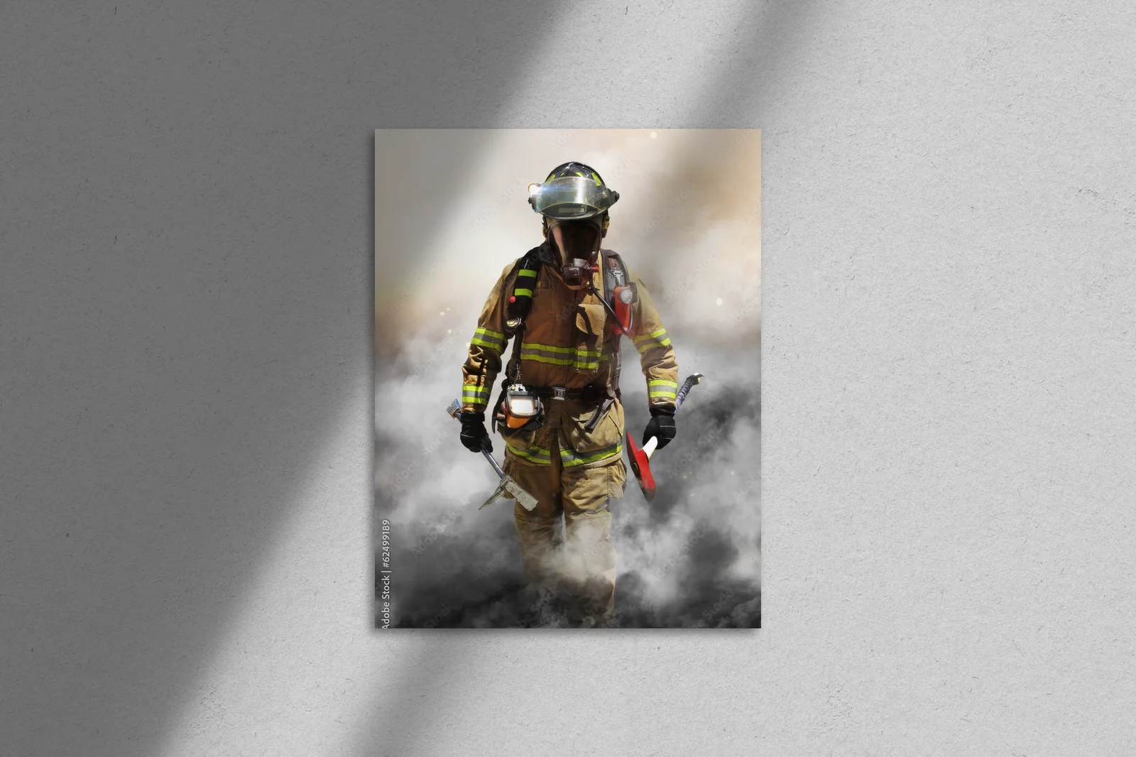 Brave Firefighter in a Smoky Embrace