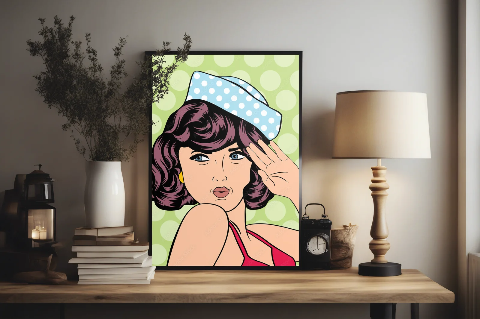 Retro kobieta w kolorowym stylu pop art
