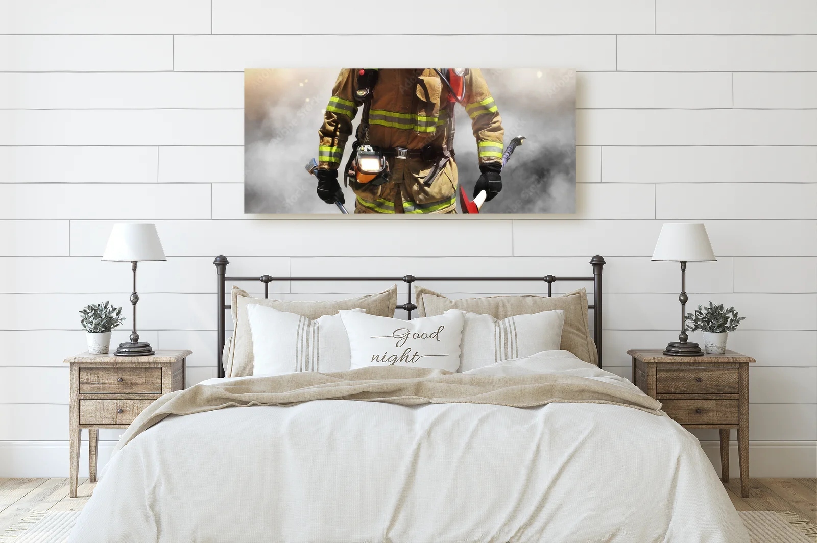 Brave Firefighter in a Smoky Embrace