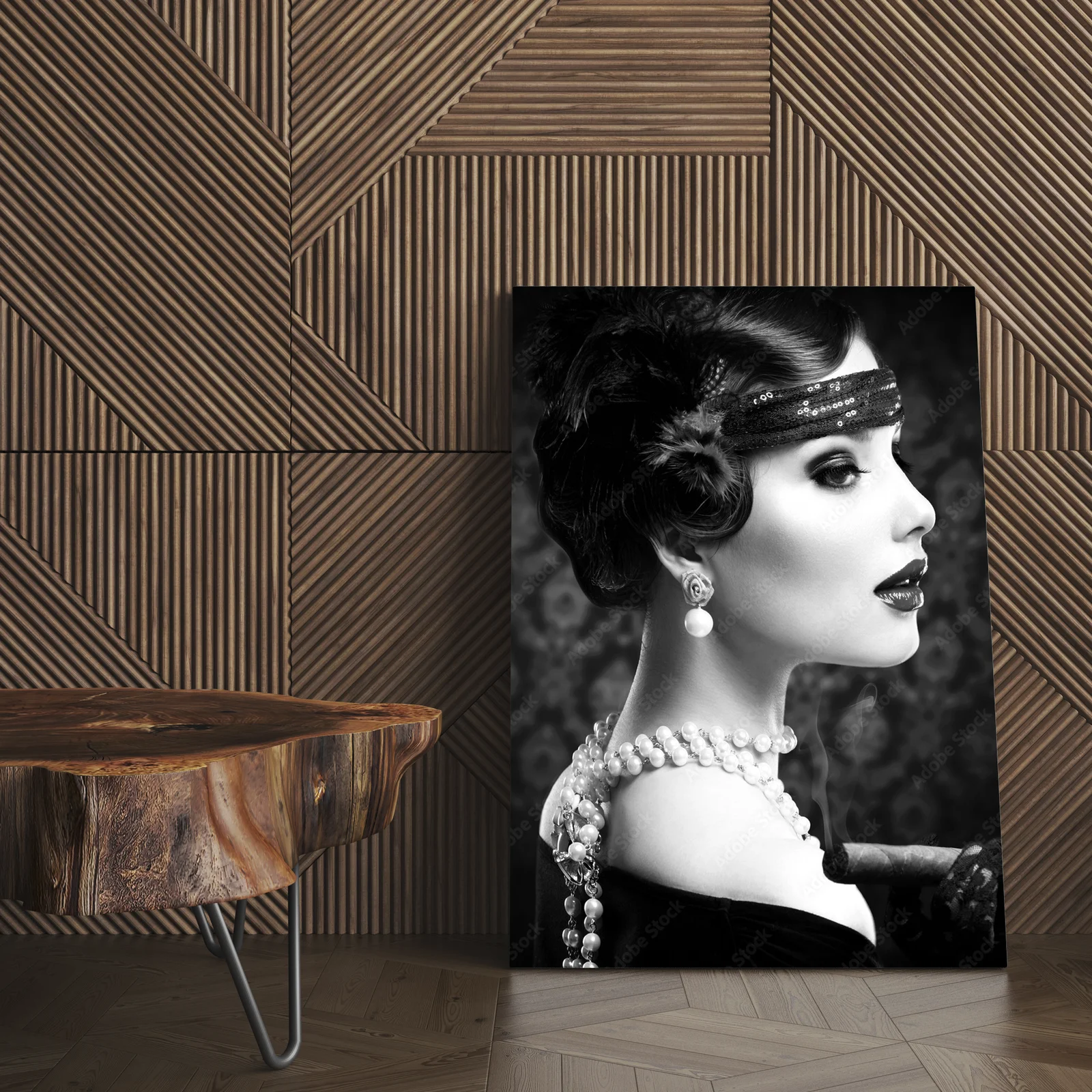 Retro B&W Portret: Vintage Dziewczyna z Cygaro