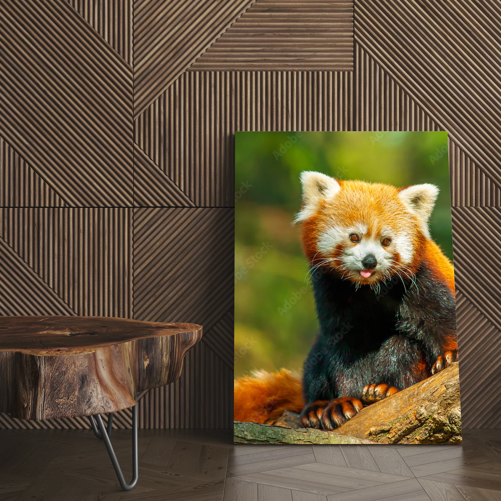 Uroczy red panda w głębi leśnych barw