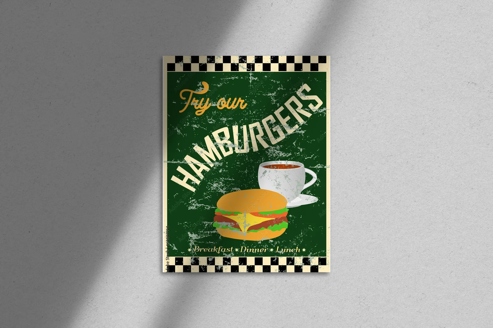 Nostalgiczne znaki z retro hamburgerowego baru