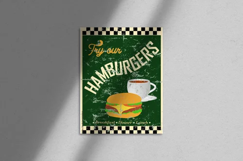 Nostalgiczne znaki z retro hamburgerowego baru