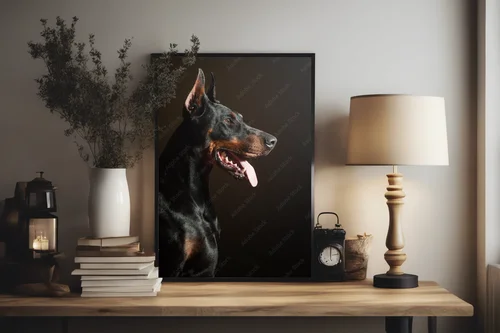 Potężny Dobermann w intensywnych odcieniach czerni