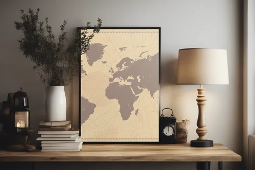 Antyczna mapa świata w nostalgicznych odcieniach