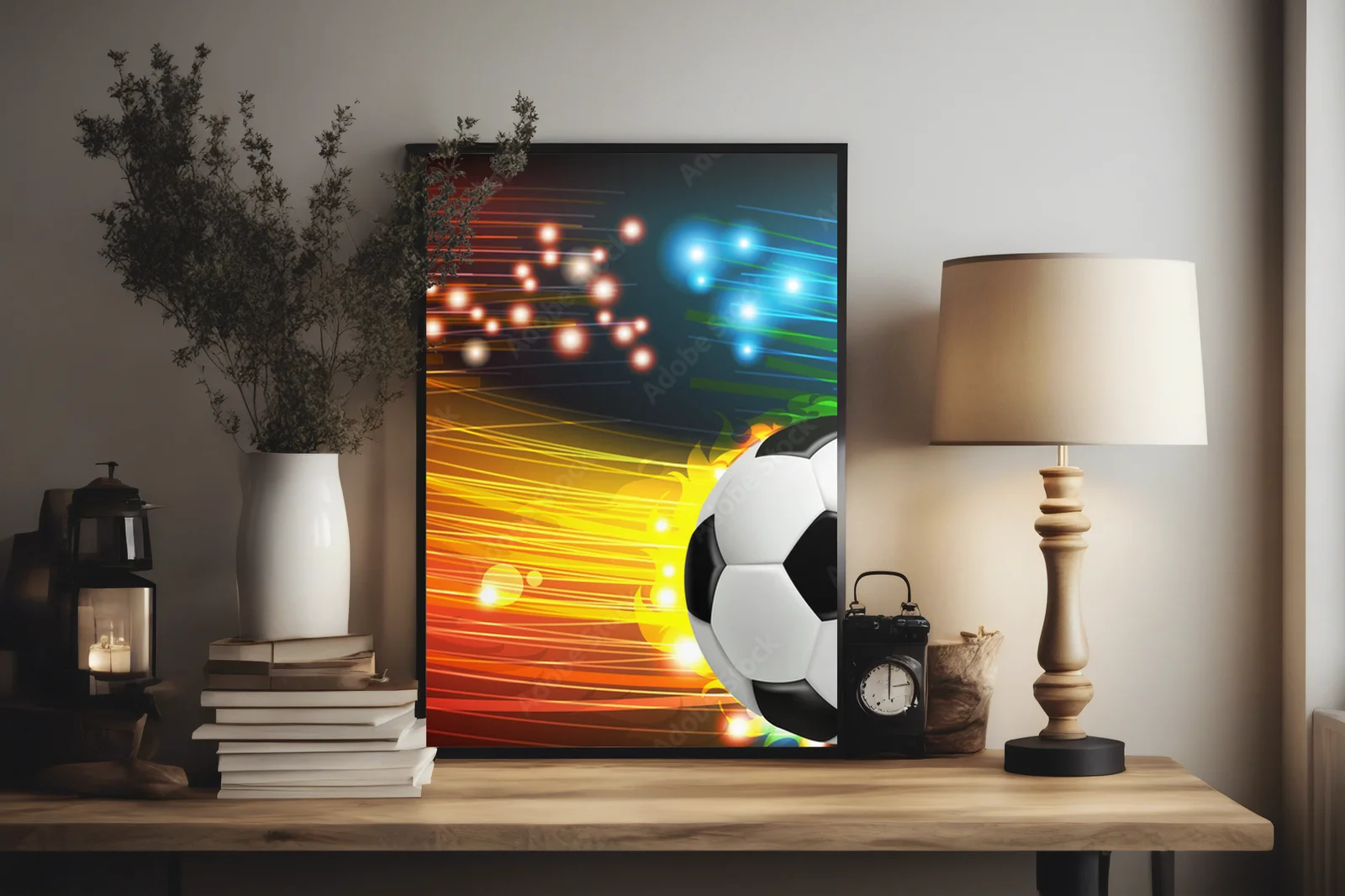 Lśniący futbolowy świat w intensywnych odcieniach