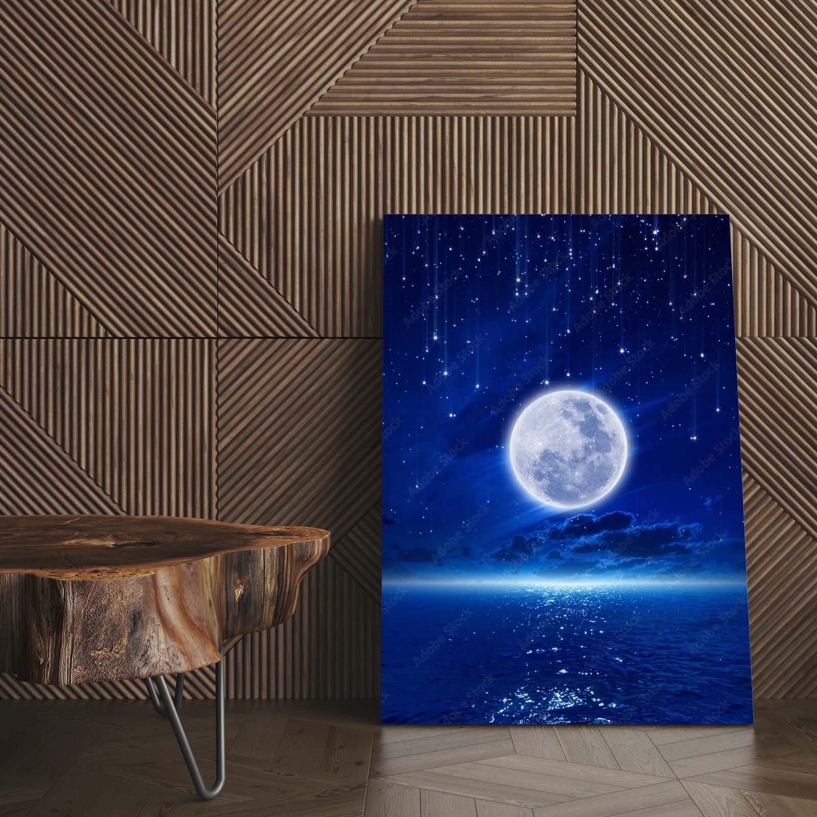 Magiczny pejzaż nocny pod pełnią księżyca