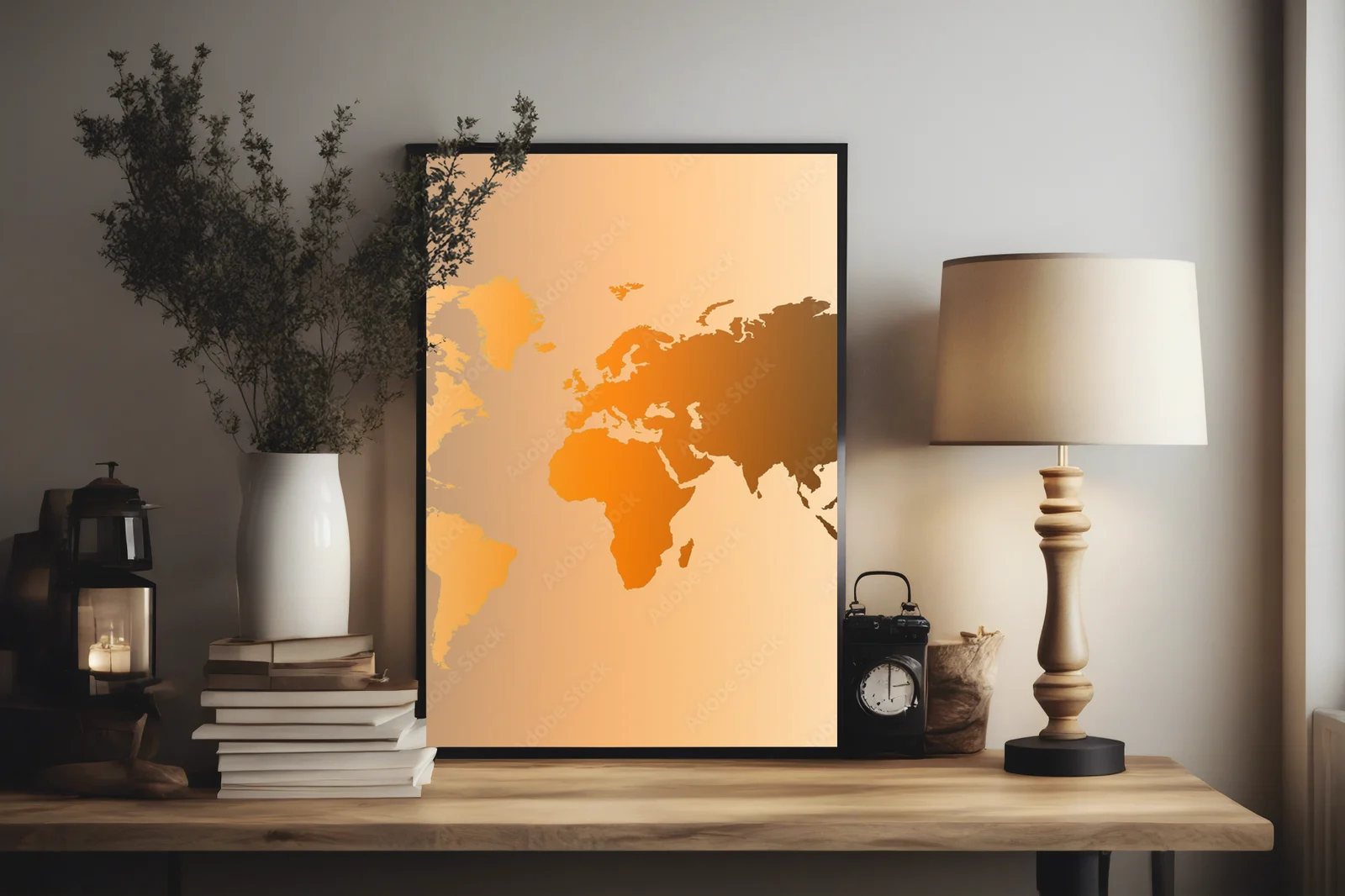Elegancka mapa świata w stonowanych odcieniach